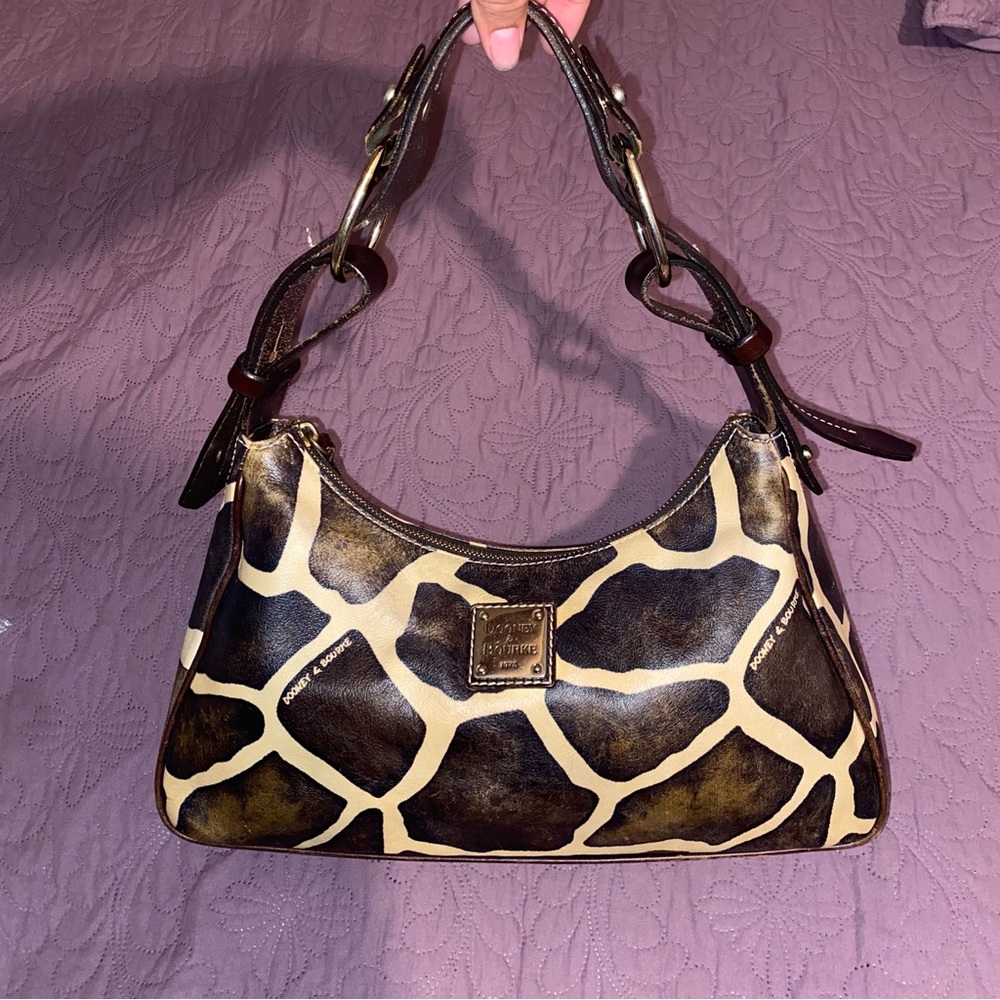 Dooney & Bourke Giraffe Print Shoulder Bag - Brown and Cream